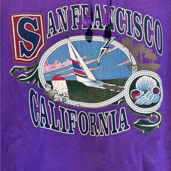 Vintage 90’s Purple San Francisco Graphic Hoodie XL - Picture 6 of 12